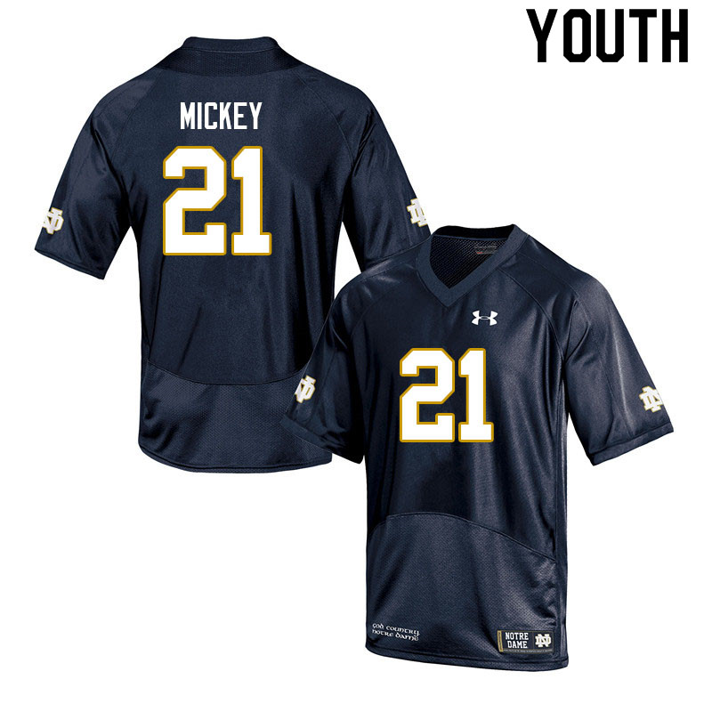 Youth #21 Jaden Mickey Notre Dame Fighting Irish College Football Jerseys Sale-Navy - Click Image to Close